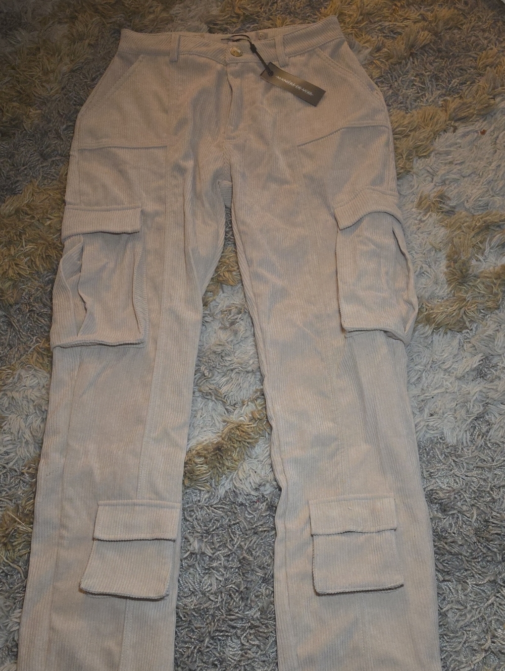 Manière De Voir Light Gray Corduroy Cargo Pants